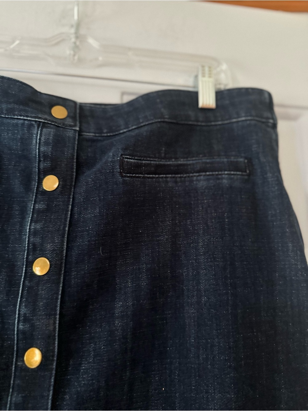 Talbots Button Front Dark Wash Denim Skirt A Line Midi Size 14 - Picture 7 of 12